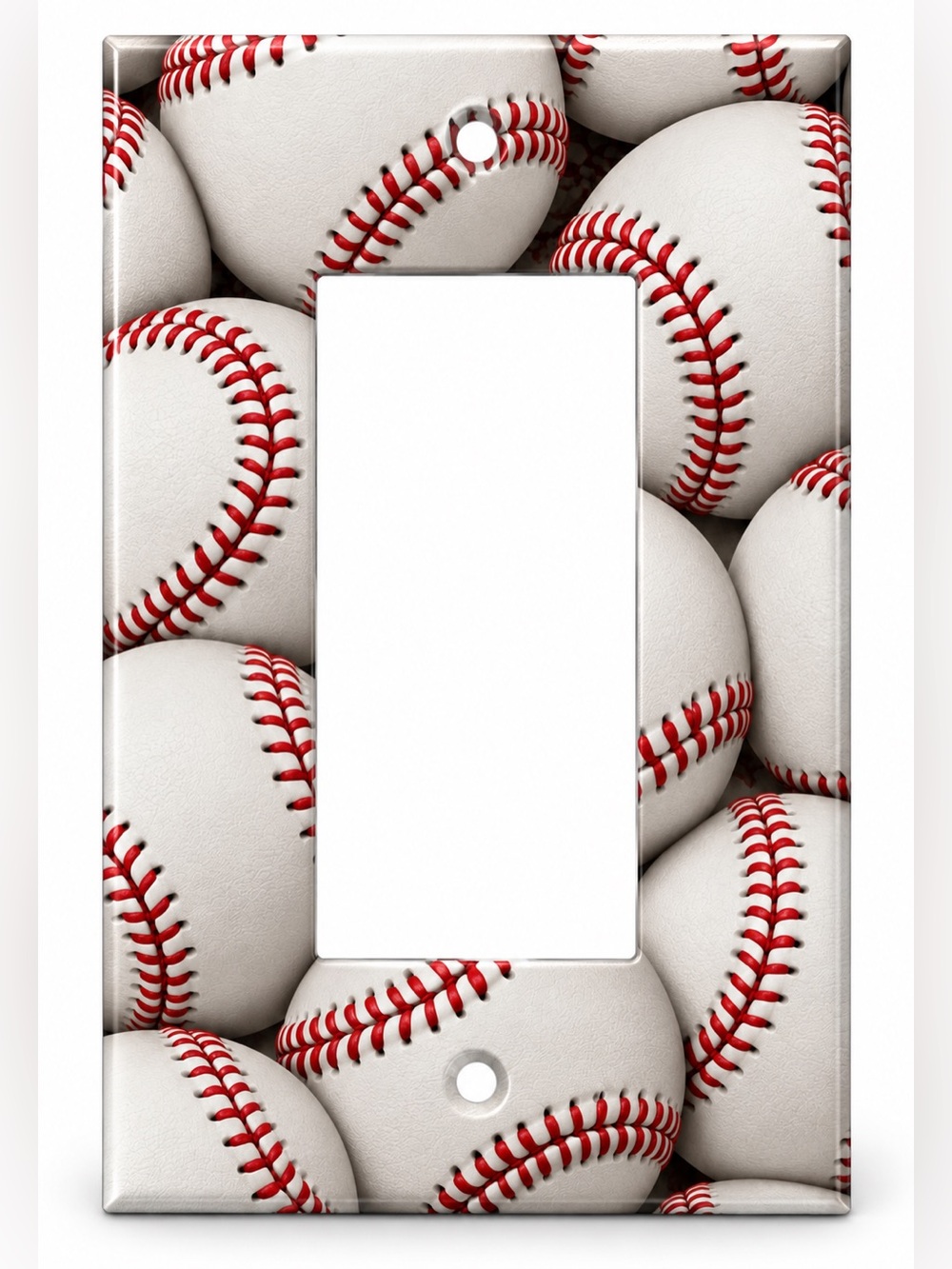 Baseball Rocker GFCI Wall Plate Boys Kids Room Sports Red Stitch Decor